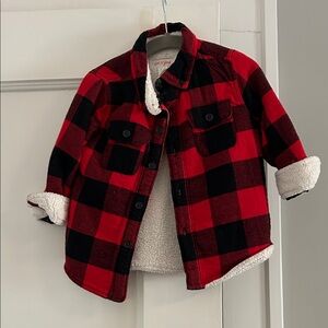 Cat & Jack Red and Black Plaid Jean Jacket